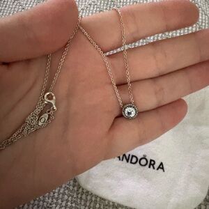 Pandora Sterling Silver Necklace with Sparkling Stone
